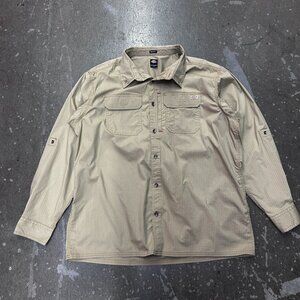 Dickies Relaxed Fit Work Shirt Beige Button Up Mens XL